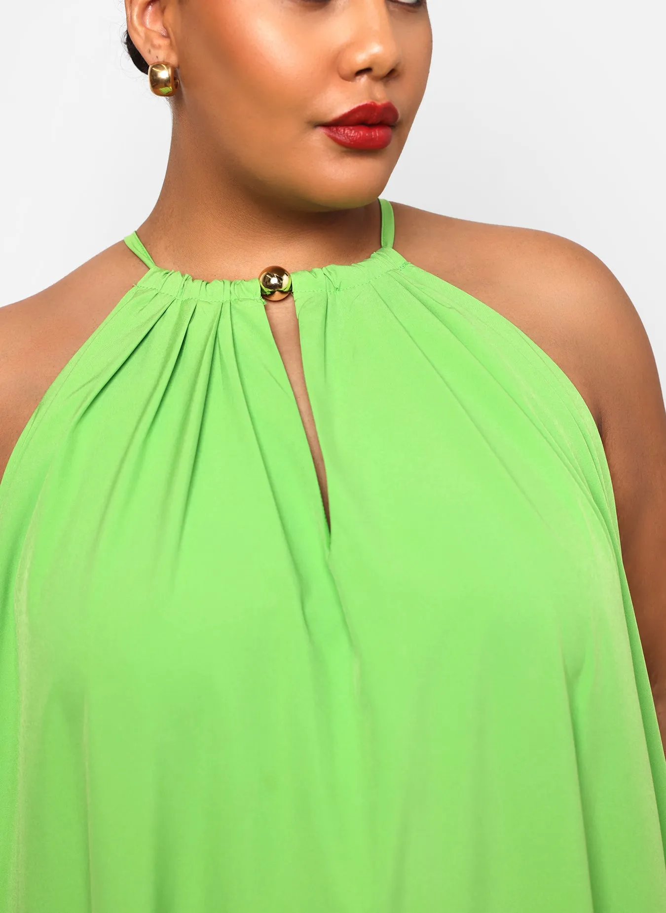 Ada Halter Maxi Shift Dress - Neon Green