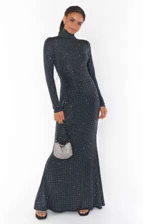 All Out Rhinestone Maxi Gown Black