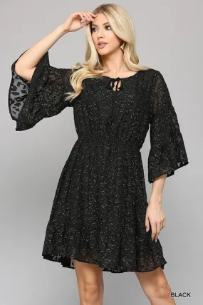 Black Foil Print Dress