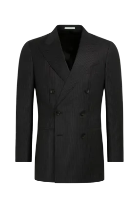 Black Stripe Wool Double Breasted Suit