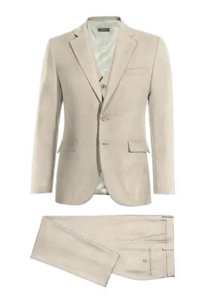 Cream White Slim fit 3 piece 2-Button Suit