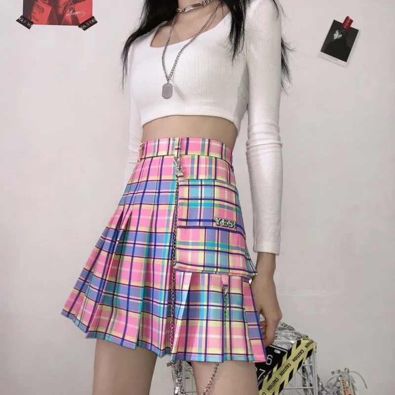 Elastic High Waist A-line Pleated Mini Skirt - Culture Heaven Special