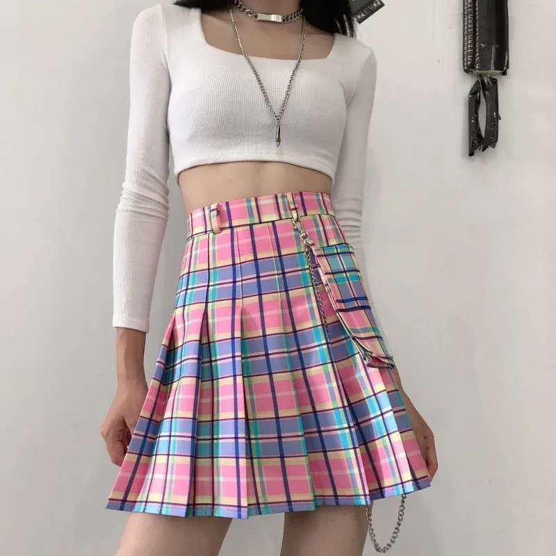 Elastic High Waist A-line Pleated Mini Skirt - Culture Heaven Special