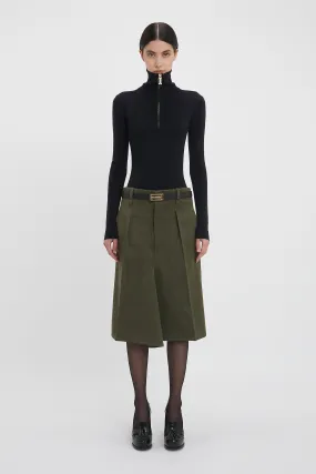 Tailored Asymmetric Check Skirt in Dark Fern - Exclusive Edition