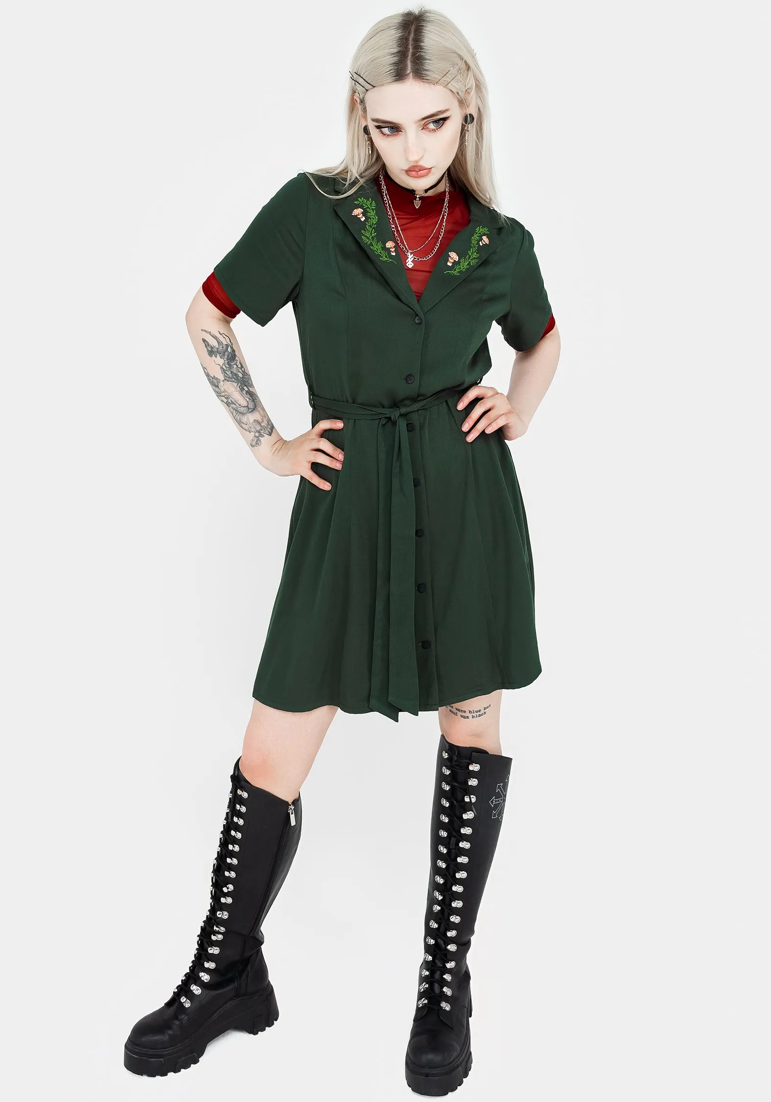 Fable Button Up Mini Shirt Dress