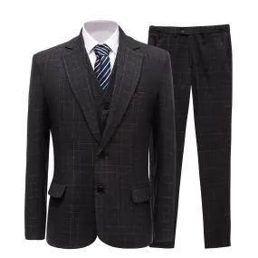 Formal Plaid 3 Pieces Mens Notch Lapel Suit Tuxedos (Blazer vest Pants)