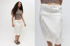 Ivory Ruffle Silk Skirt