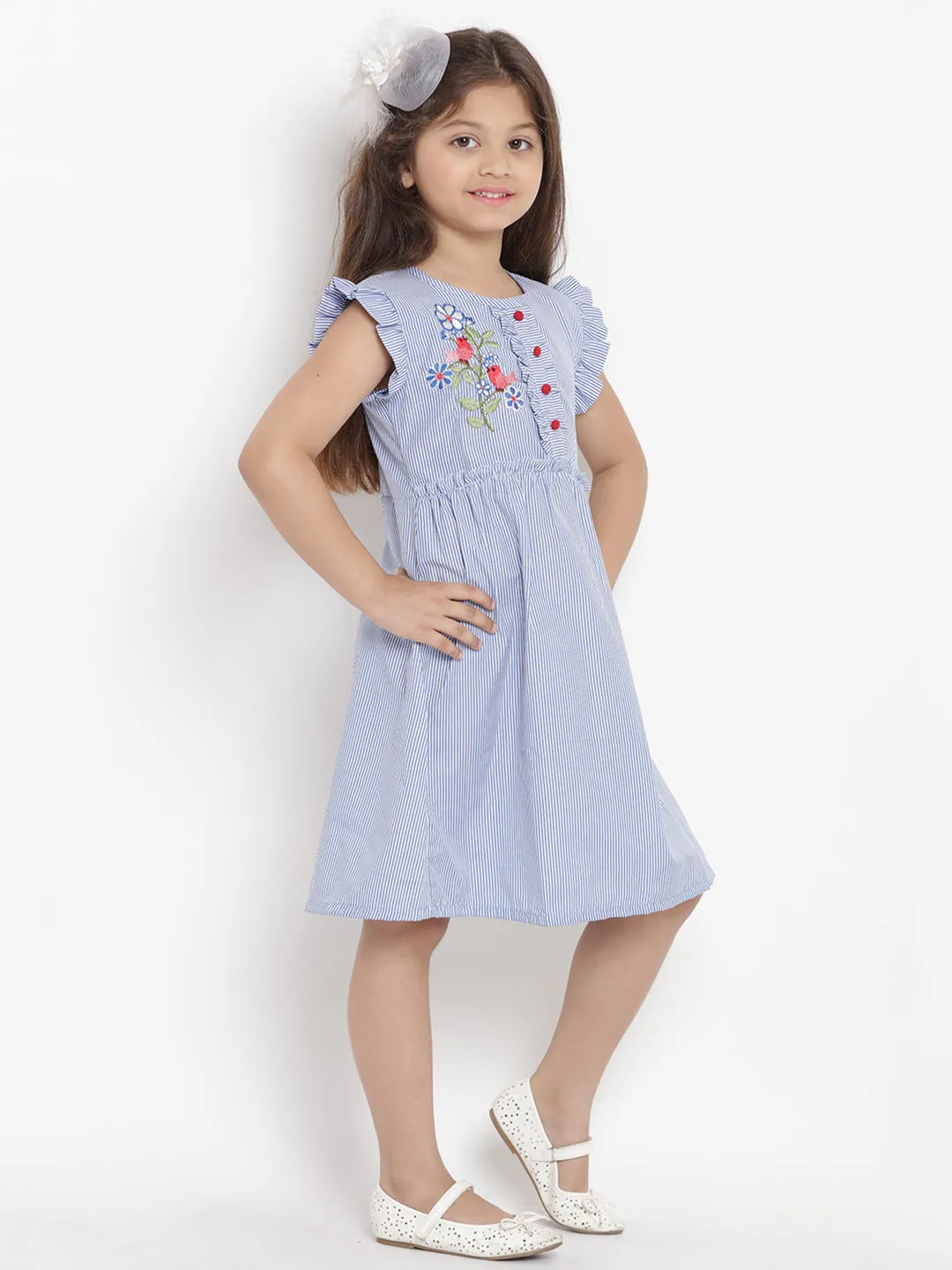 Jashvi Girls Blue Fit And Flare Dress