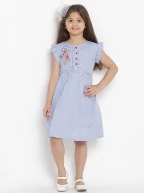 Jashvi Girls Blue Fit And Flare Dress