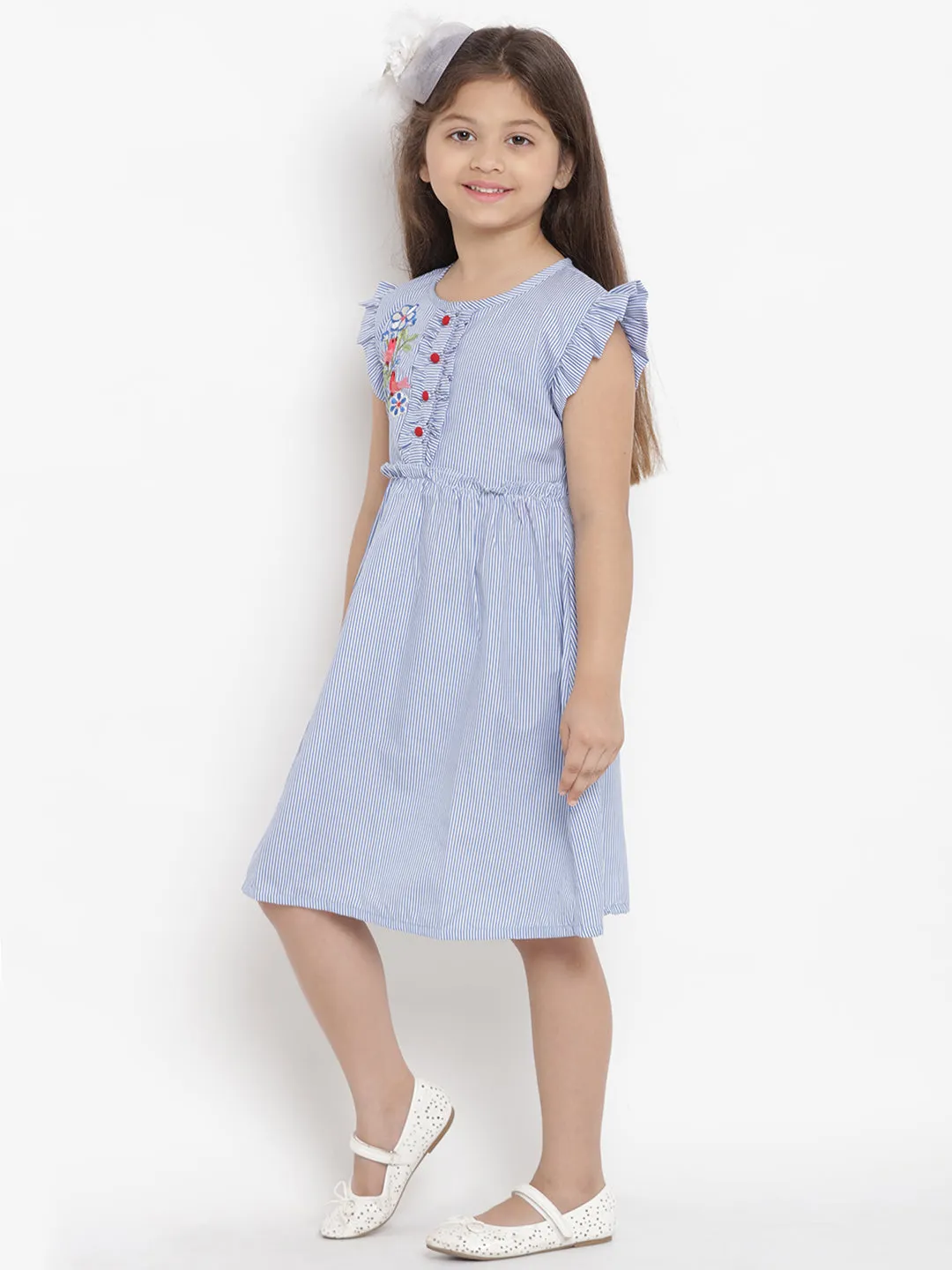 Jashvi Girls Blue Fit And Flare Dress