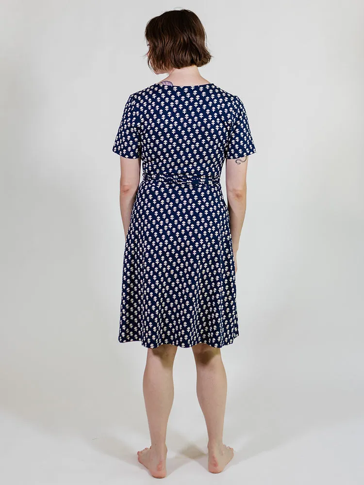 Katie Wrap Dress - Micro Floral Navy