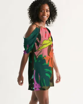 MONSTERA Women's Open Shoulder A-Line Dress