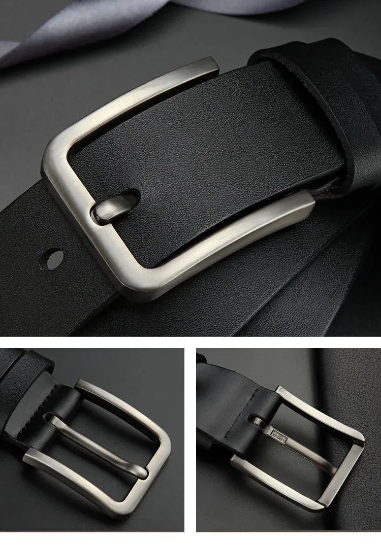 New Business Leisure Men's Alloy Square Pin Buckle Belts Male Famous Brand Luxury Designer Pu Leather Jeans Belts for Men