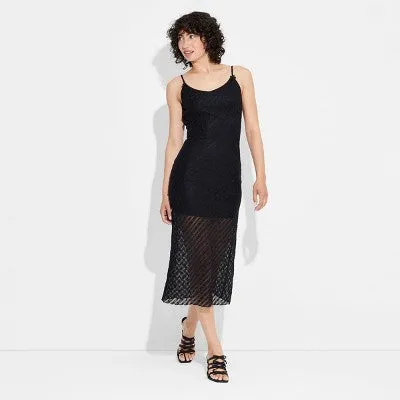 New - Women's Bow Lace Midi Dress - Wild Fable