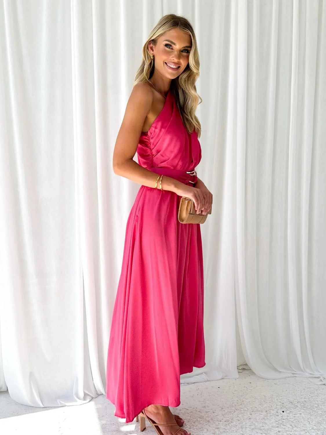 Ruched One Shoulder Resort Maxi Dress