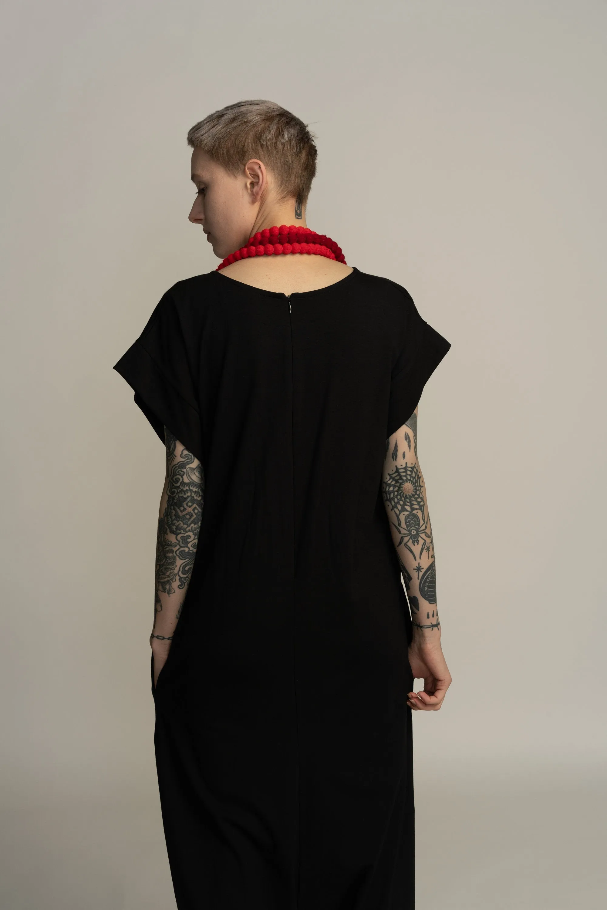 Short Sleeve Black Harem Jumpsuit