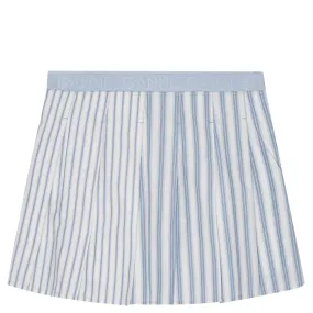 Stripe Cotton Pleated Mini Skirt