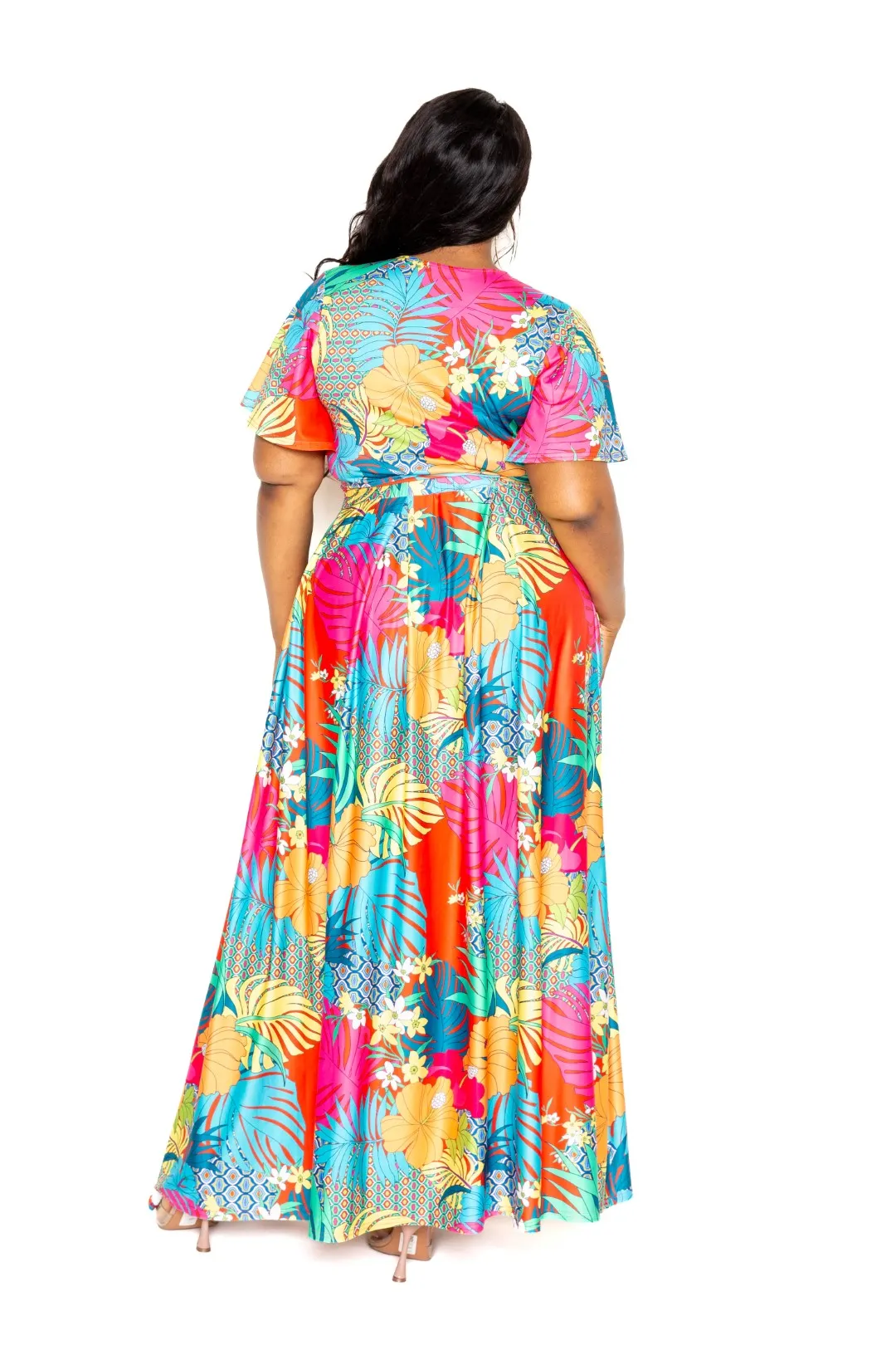 Tropical floral maxi skirt & top set - Ships from The USA