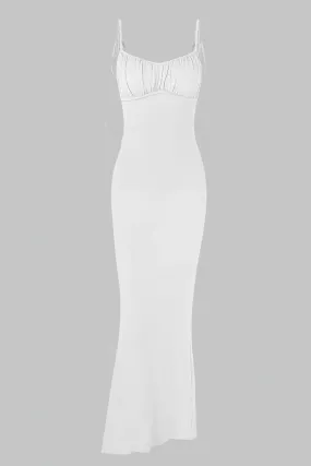 White Floor Length Backless Dress