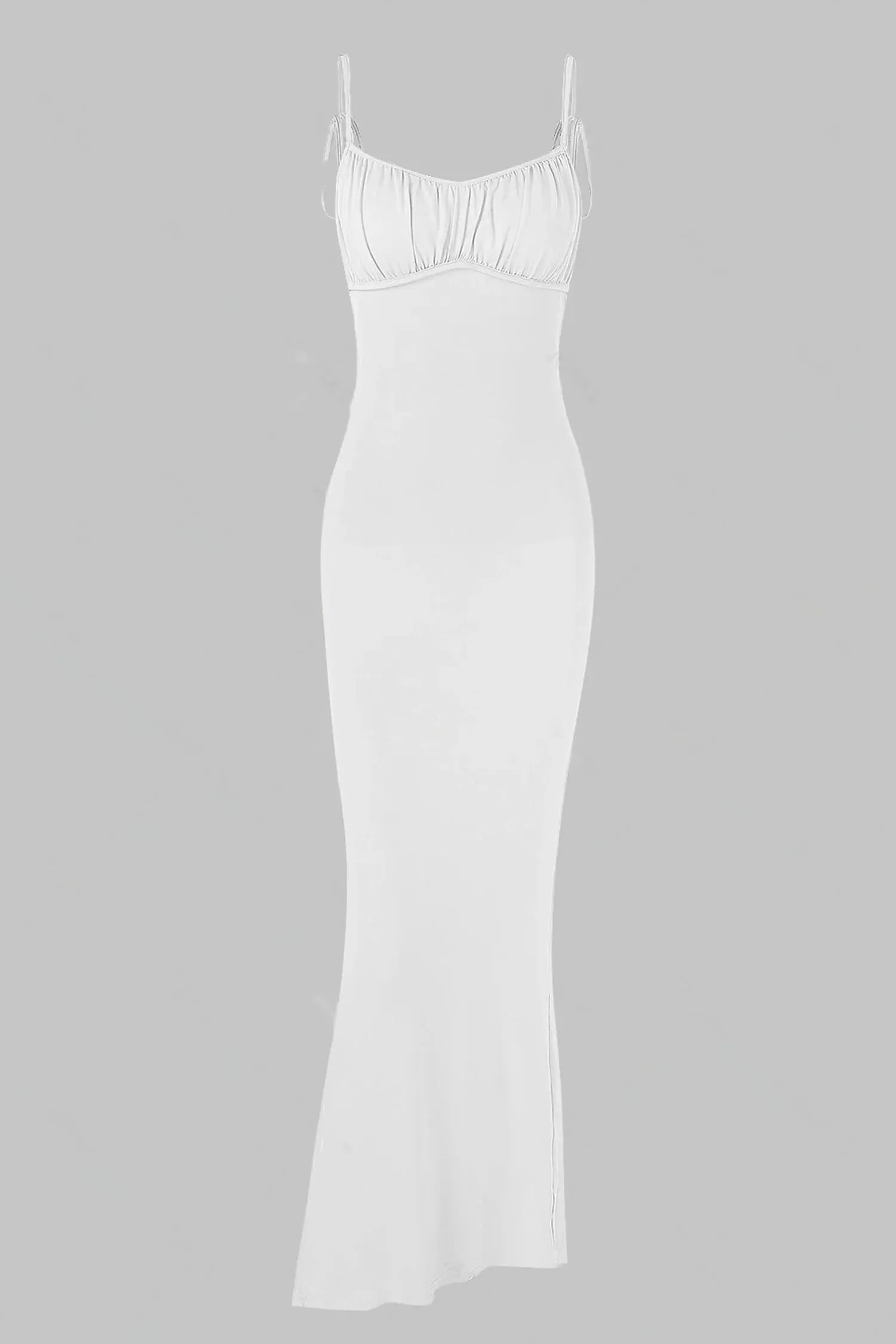 White Floor Length Backless Dress