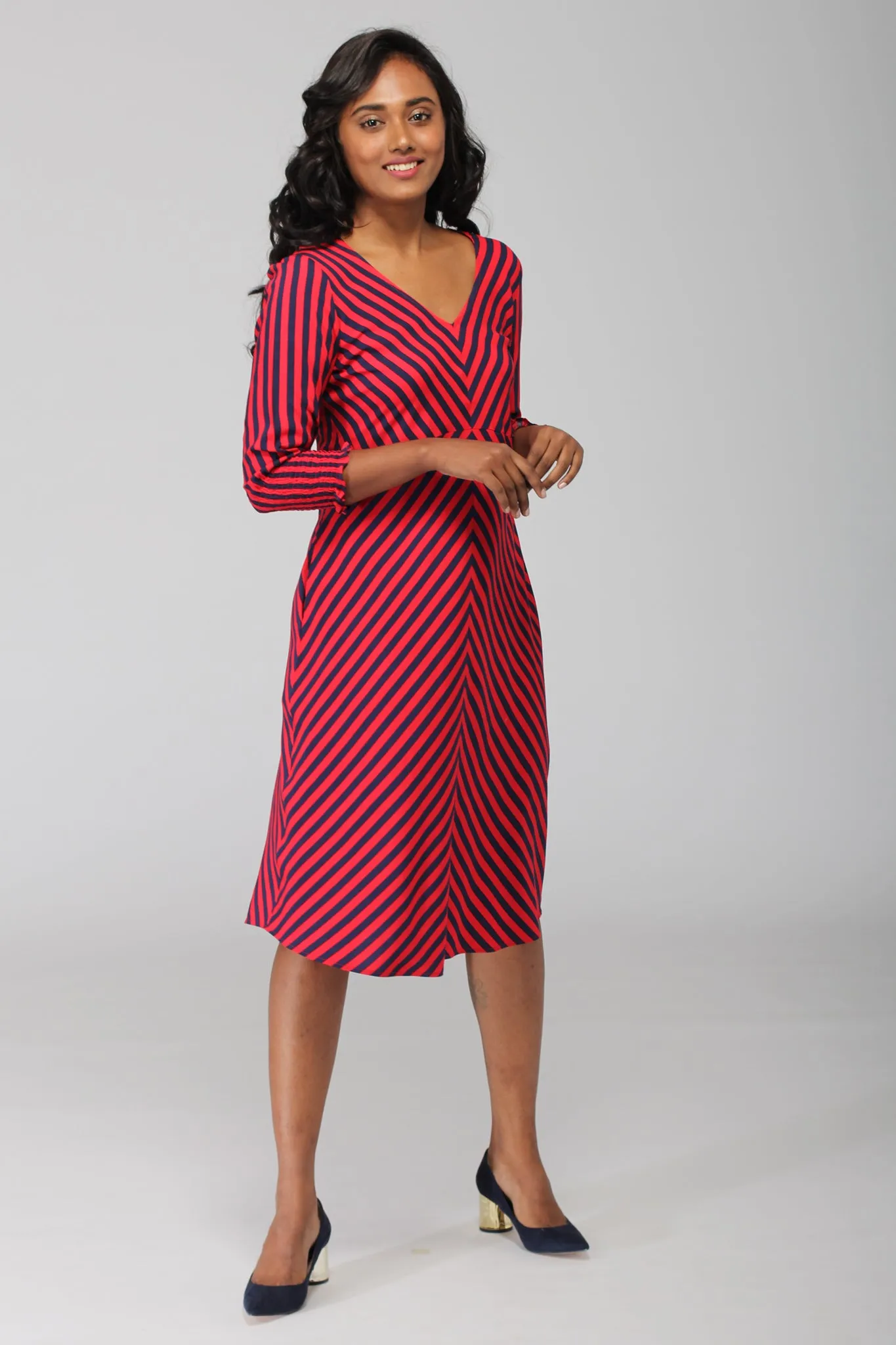 Zanskar A line dress with Ruched sleeve